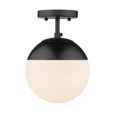 Golden 3218-SF BLK-BLK - Golden Lighting Dixon 1-light Semi-Flush Mount in Matte Black and Opal Glass
